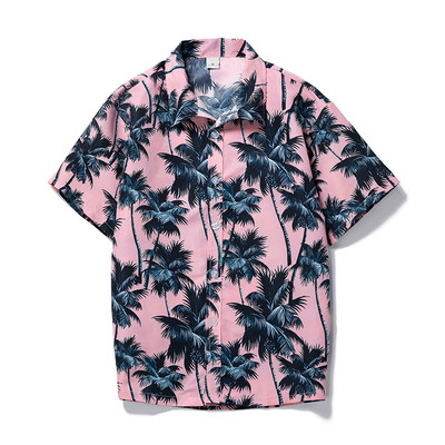 Vasaras modes ar īsām piedurknēm kokosriekstu koku apdrukāts havajiešu krekls vīriešu poliestera liela izmēra 4XL 5XL ikdienas pludmales krekli vīriešiem