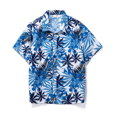 Vasaras modes ar īsām piedurknēm kokosriekstu koku apdrukāts havajiešu krekls vīriešu poliestera liela izmēra 4XL 5XL ikdienas pludmales krekli vīriešiem