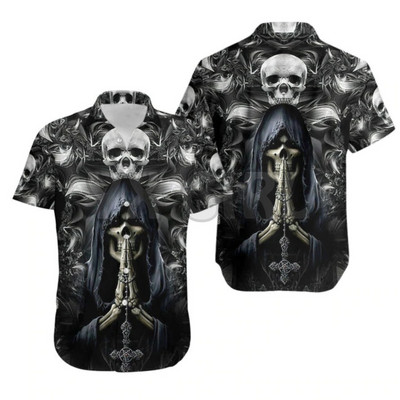 Drum Skull 3D Visur apdrukāts Havaju krekls vīriešu sieviešu Harajuku ikdienas krekls unisex