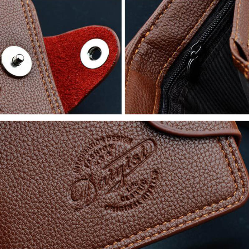 Portofele noi din piele pentru bărbați Buzunar cu fermoar Vintage Hasp Geantă scurtă de bani Portofel bărbați Suport card de credit Poșetă pentru bărbați Poșeta bărbați