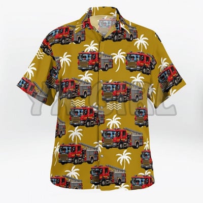 Suvised särgid Scania tuletõrjeauto palmipuu 3D kõikjal trükitud Hawaii särk Meeste naiste Harajuku vabaaja särk Unisex