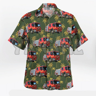 Suvised särgid Scania tuletõrjeauto palmipuu 3D kõikjal trükitud Hawaii särk Meeste naiste Harajuku vabaaja särk Unisex