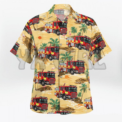 Suvised särgid Scania tuletõrjeauto palmipuu 3D kõikjal trükitud Hawaii särk Meeste naiste Harajuku vabaaja särk Unisex