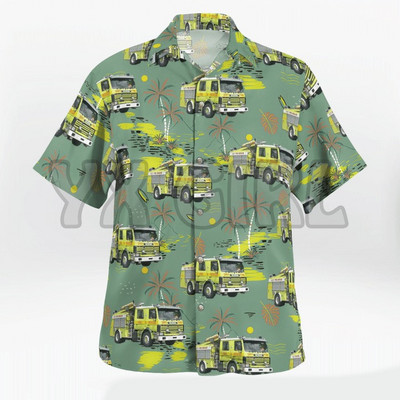 Suvised särgid Scania tuletõrjeauto palmipuu 3D kõikjal trükitud Hawaii särk Meeste naiste Harajuku vabaaja särk Unisex