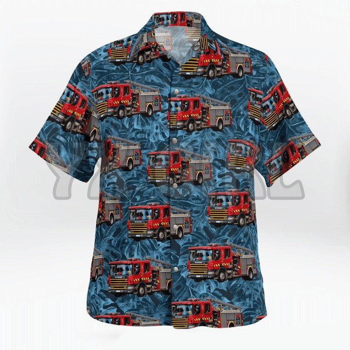 Suvised särgid Scania tuletõrjeauto palmipuu 3D kõikjal trükitud Hawaii särk Meeste naiste Harajuku vabaaja särk Unisex