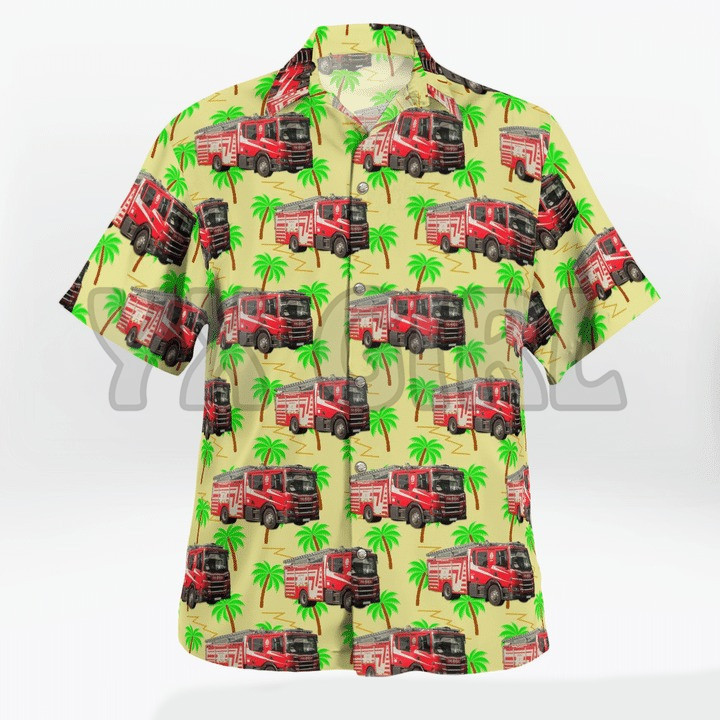 Suvised särgid Scania tuletõrjeauto palmipuu 3D kõikjal trükitud Hawaii särk Meeste naiste Harajuku vabaaja särk Unisex