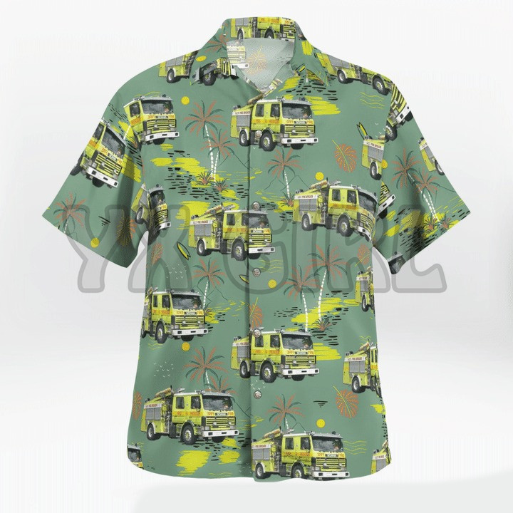 Suvised särgid Scania tuletõrjeauto palmipuu 3D kõikjal trükitud Hawaii särk Meeste naiste Harajuku vabaaja särk Unisex