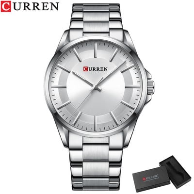 CURREN divatos férfi karórák Luxus rozsdamentes acélból készült szalagos üzleti kvarc karórák fényes kezű férfi karórák férfi