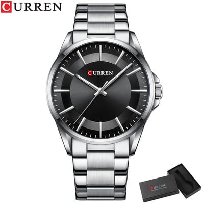 CURREN divatos férfi karórák Luxus rozsdamentes acélból készült szalagos üzleti kvarc karórák fényes kezű férfi karórák férfi