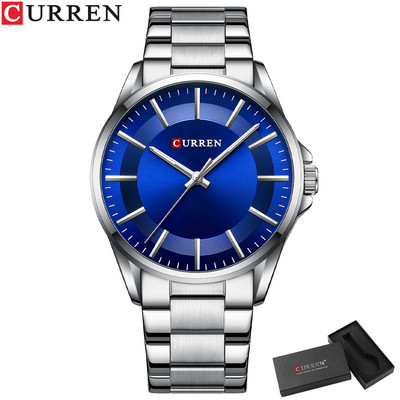 CURREN divatos férfi karórák Luxus rozsdamentes acélból készült szalagos üzleti kvarc karórák fényes kezű férfi karórák férfi