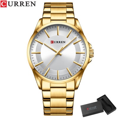 CURREN divatos férfi karórák Luxus rozsdamentes acélból készült szalagos üzleti kvarc karórák fényes kezű férfi karórák férfi