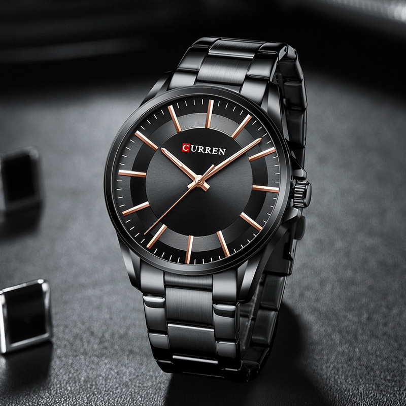 CURREN divatos férfi karórák Luxus rozsdamentes acélból készült szalagos üzleti kvarc karórák fényes kezű férfi karórák férfi