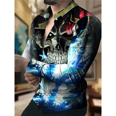 2022. gada rudens krekli vīriešiem Lielizmēra ikdienas krekls Modes krustveida apdruka ar garām piedurknēm pogas Topi Vīriešu apģērbi Ikdienas jaka Jaunums