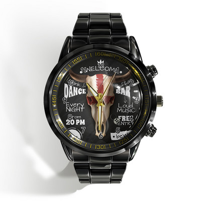 Új luxus naptáros férfi karóra fekete-fehér horror horror koponya karóra kvarc naptáras sportóra