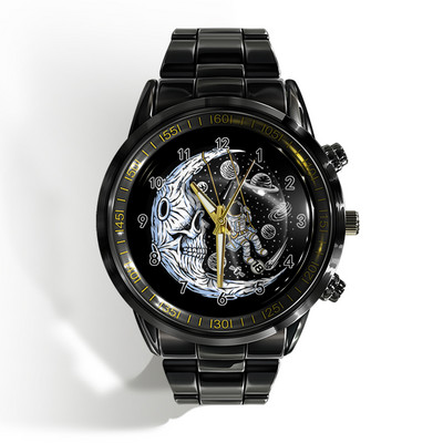 Új luxus naptáros férfi karóra fekete-fehér horror horror koponya karóra kvarc naptáras sportóra