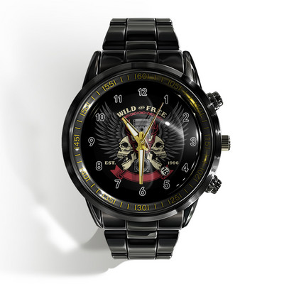 Új luxus naptáros férfi karóra fekete-fehér horror horror koponya karóra kvarc naptáras sportóra