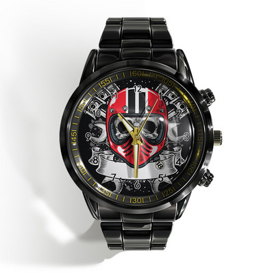 Új luxus naptáros férfi karóra fekete-fehér horror horror koponya karóra kvarc naptáras sportóra