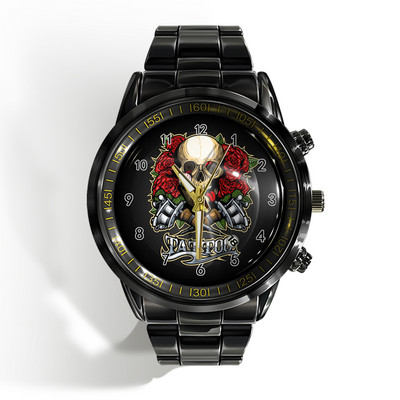 Új luxus naptáros férfi karóra fekete-fehér horror horror koponya karóra kvarc naptáras sportóra