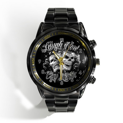Új luxus naptáros férfi karóra fekete-fehér horror horror koponya karóra kvarc naptáras sportóra