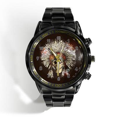 Új luxus naptáros férfi karóra fekete-fehér horror horror koponya karóra kvarc naptáras sportóra