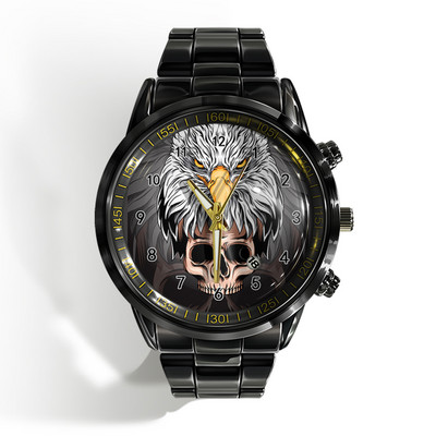 Új luxus naptáros férfi karóra fekete-fehér horror horror koponya karóra kvarc naptáras sportóra