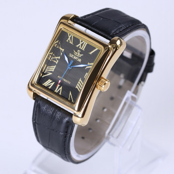 2022 Нова луксозна марка Мъжки часовници Винтидж автоматичен механичен часовник Правоъгълен календар Часовник Военни ръчни часовници Кожени