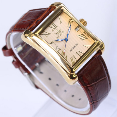 2022 Нова луксозна марка Мъжки часовници Винтидж автоматичен механичен часовник Правоъгълен календар Часовник Военни ръчни часовници Кожени