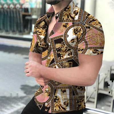 Vyriški marškiniai trumpomis rankovėmis spausdinti Gatvės drabužiai T marškinėliai Vyriški drabužiai Viršutiniai vasariniai patogūs kvėpuojantys paplūdimio stiliaus madingi vyriški marškiniai