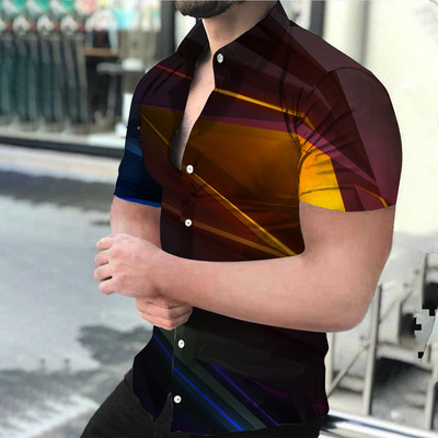 Vyriški marškiniai trumpomis rankovėmis spausdinti Gatvės drabužiai T marškinėliai Vyriški drabužiai Viršutiniai vasariniai patogūs kvėpuojantys paplūdimio stiliaus madingi vyriški marškiniai