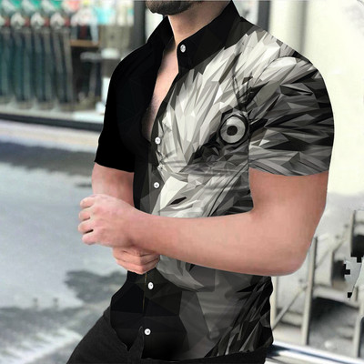 Vyriški marškiniai trumpomis rankovėmis spausdinti Gatvės drabužiai T marškinėliai Vyriški drabužiai Viršutiniai vasariniai patogūs kvėpuojantys paplūdimio stiliaus madingi vyriški marškiniai