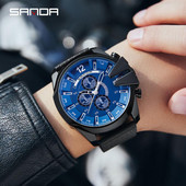 SANDA Top zīmolu vīriešu pulksteņi Luksusa vīriešu pulkstenis Modes ādas kvarca rokas pulkstenis vīriešiem Dāvanas Relogio Masculino 2023 P5011
