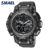 SMAEL többfunkciós katonai karóra férfi vízálló, ütésálló sportóra férfiaknak, kettős mozgású stopperóra, 8053 karóra