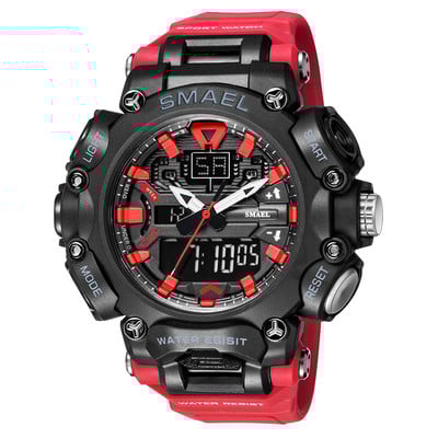 SMAEL többfunkciós katonai karóra férfi vízálló, ütésálló sportóra férfiaknak, kettős mozgású stopperóra, 8053 karóra