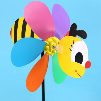 6Pcs Bee Wind Spinners Pinwheels 3D Животни Вятърни мелници Градински колове Орнаменти за поляна Двор Парти декорация
