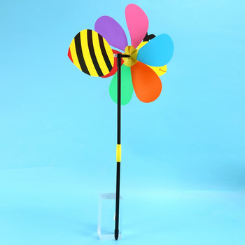 6Pcs Bee Wind Spinners Pinwheels 3D Животни Вятърни мелници Градински колове Орнаменти за поляна Двор Парти декорация