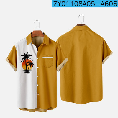 Vīriešu havajiešu T-krekls, krāsains kokosriekstu koks, 3D apdruka, Y2K Hombre modes krekls ikdienišķs ar īsām piedurknēm pludmales lielizmēra apģērbs