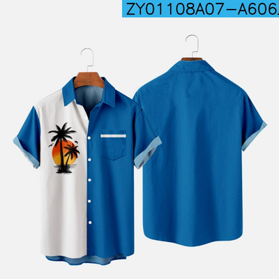 Vīriešu havajiešu T-krekls, krāsains kokosriekstu koks, 3D apdruka, Y2K Hombre modes krekls ikdienišķs ar īsām piedurknēm pludmales lielizmēra apģērbs