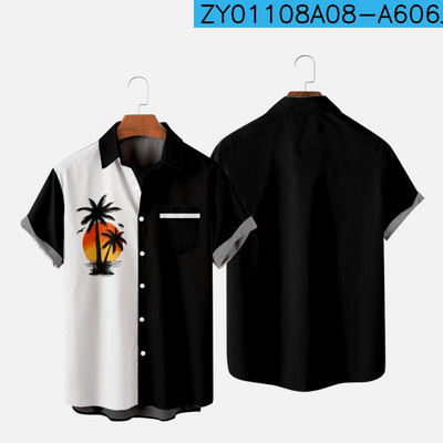 Vīriešu havajiešu T-krekls, krāsains kokosriekstu koks, 3D apdruka, Y2K Hombre modes krekls ikdienišķs ar īsām piedurknēm pludmales lielizmēra apģērbs