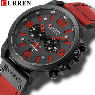 Reloj Hombre Casual Quartz Ρολόγια Ανδρικά CURREN Fashion Κόκκινο Δερμάτινο Αθλητικό Ανδρικό Ρολόι Χρονογράφου Ανδρικό Ρολόι Drop αποστολή