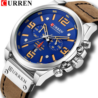 Reloj Hombre Casual Quartz Ρολόγια Ανδρικά CURREN Fashion Κόκκινο Δερμάτινο Αθλητικό Ανδρικό Ρολόι Χρονογράφου Ανδρικό Ρολόι Drop αποστολή