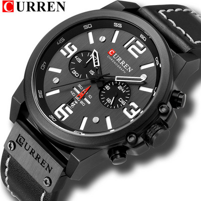 Reloj Hombre Casual Quartz Ρολόγια Ανδρικά CURREN Fashion Κόκκινο Δερμάτινο Αθλητικό Ανδρικό Ρολόι Χρονογράφου Ανδρικό Ρολόι Drop αποστολή