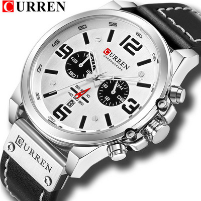 Reloj Hombre Casual Quartz Ρολόγια Ανδρικά CURREN Fashion Κόκκινο Δερμάτινο Αθλητικό Ανδρικό Ρολόι Χρονογράφου Ανδρικό Ρολόι Drop αποστολή