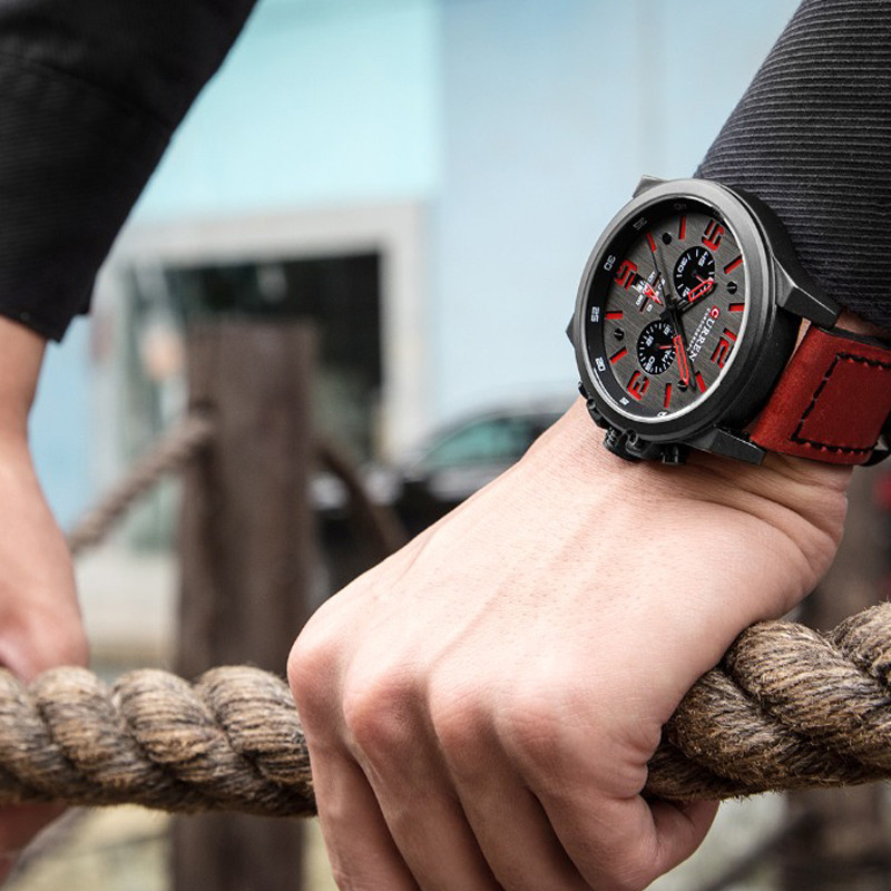 Reloj Hombre Casual Quartz Ρολόγια Ανδρικά CURREN Fashion Κόκκινο Δερμάτινο Αθλητικό Ανδρικό Ρολόι Χρονογράφου Ανδρικό Ρολόι Drop αποστολή