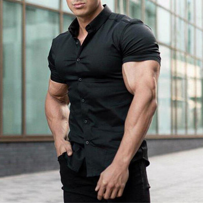 Vasaras krekls vīriešiem ar īsām piedurknēm vīriešu krekls Slim Fit vīriešu ikdienas sociālā biznesa kleita krekls Vīriešu fitnesa krekls camisas de hombre