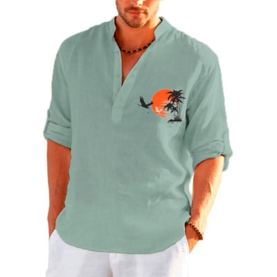 Νέα ανδρικά καθημερινά λινά μακρυμάνικα μπλουζάκια μονόχρωμα casual μπλουζάκια χαλαρά και άνετα πουλόβερ μπλουζάκια