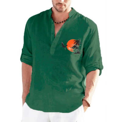 Νέα ανδρικά καθημερινά λινά μακρυμάνικα μπλουζάκια μονόχρωμα casual μπλουζάκια χαλαρά και άνετα πουλόβερ μπλουζάκια