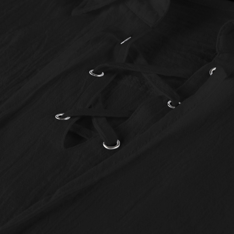 Meeste must pikkade varrukatega särk Meeste soliidsed lahtikäiva kraega särgid, nööriga avarad lühikeste varrukatega mood Lihtsad valged T-särgid T-topp