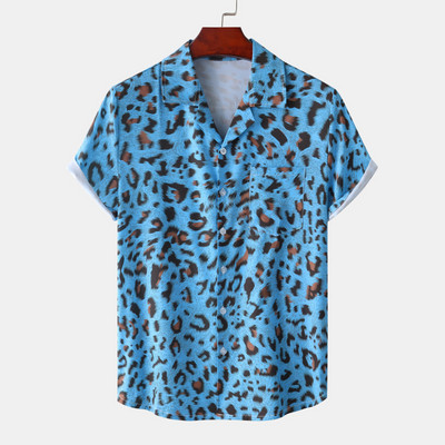 Meeste Hawaii särk Leopard Snakeskin Print Button Down Lühikeste varrukatega vabaaja särk Meeste pühadepuhkus Seksikas rannariided