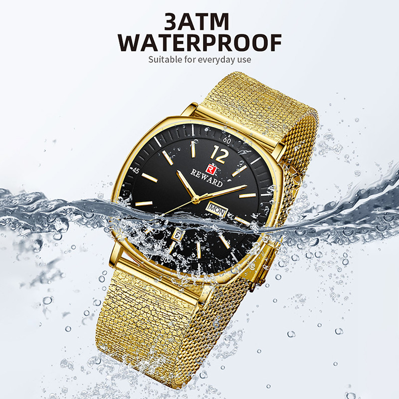 Jauni REWARD vīriešu pulksteņi Luksusa biznesa kvarca rokas pulkstenis Top zīmola datums nedēļas displejs nerūsējošā tērauda rokas pulksteņi dāvana viņam