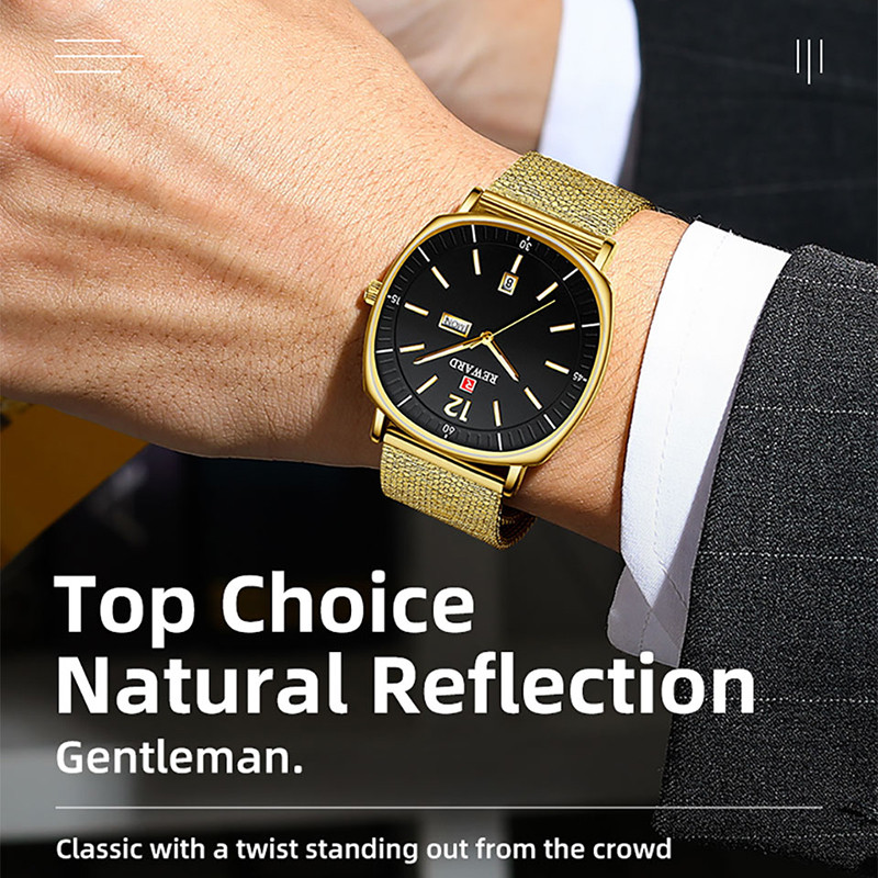 Jauni REWARD vīriešu pulksteņi Luksusa biznesa kvarca rokas pulkstenis Top zīmola datums nedēļas displejs nerūsējošā tērauda rokas pulksteņi dāvana viņam